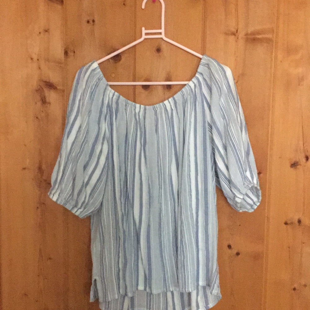 striped off the shoulder top